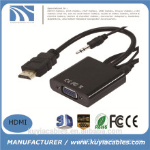 Nouveau HDMI mâle vers VGA femelle avec audio HD Video Cable Converter Adapter 1080P pour PC